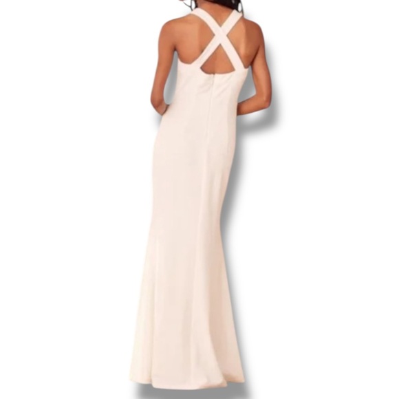 Elegant Cream Halter Maxi Dress - Picture 2 of 2